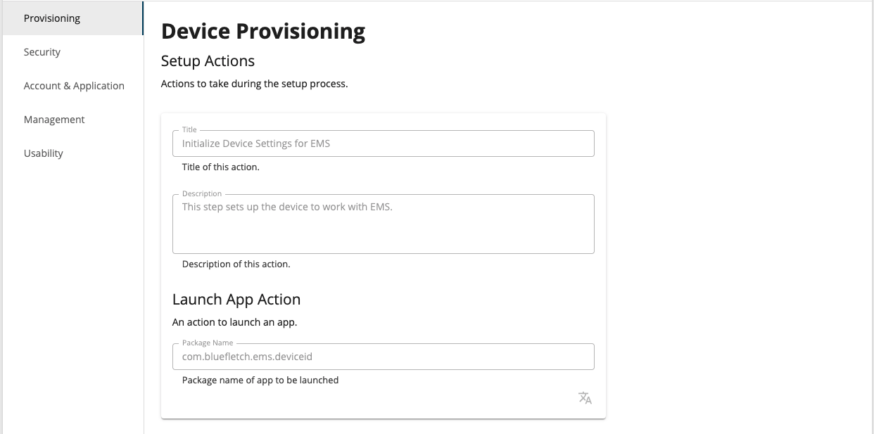 Device ID Setup Action
