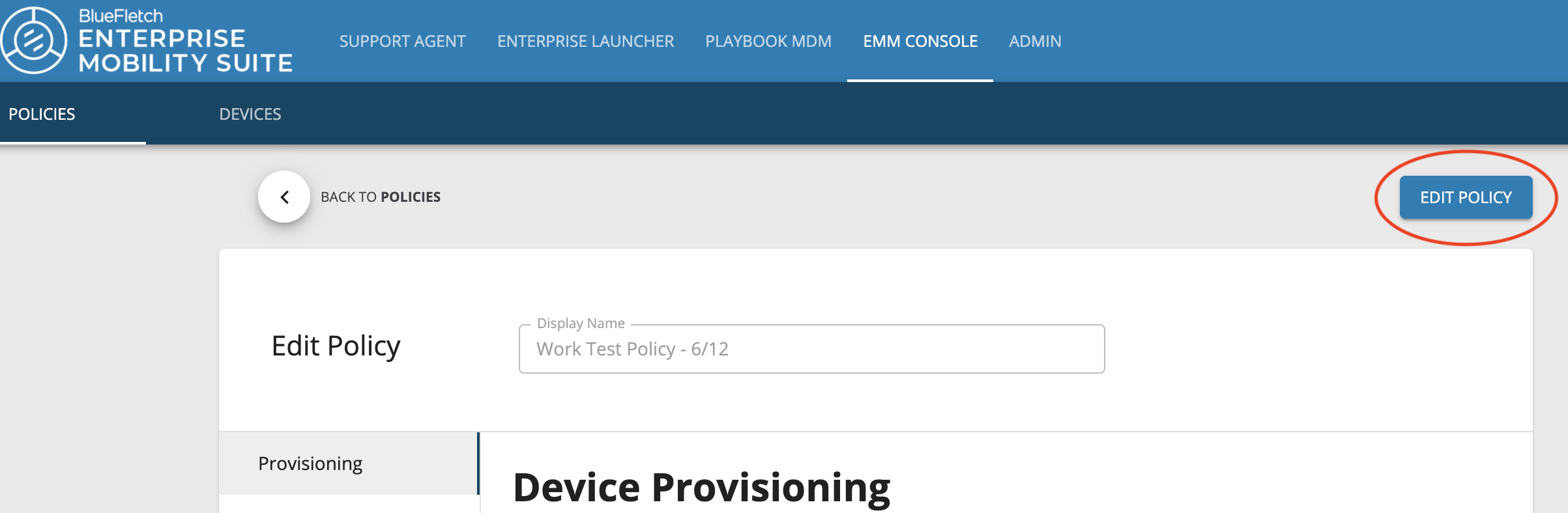 Edit Policy Button