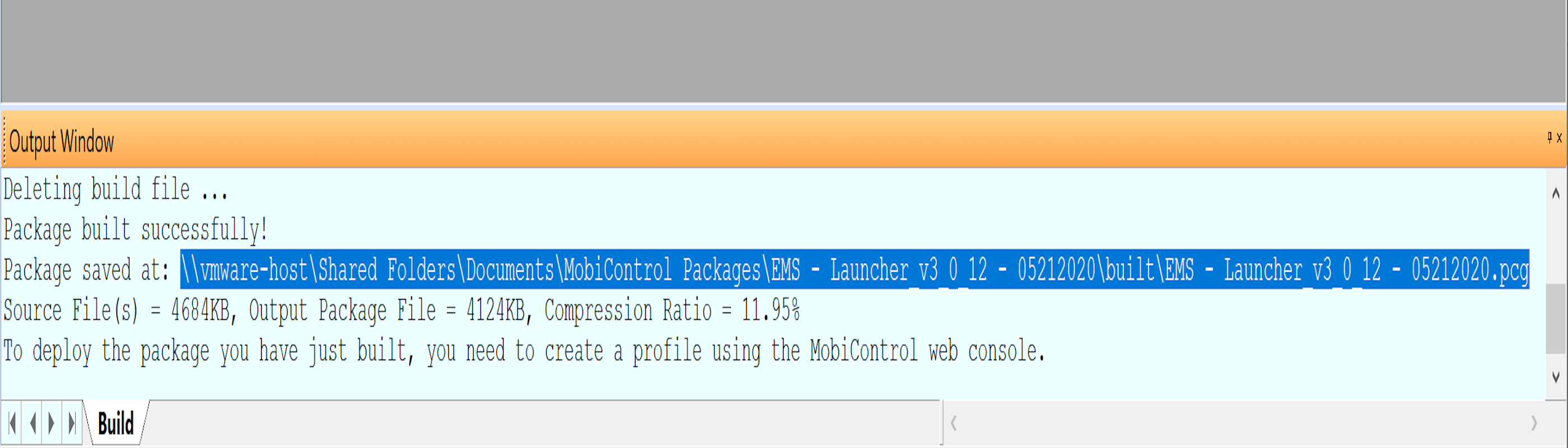 New Package Build Output