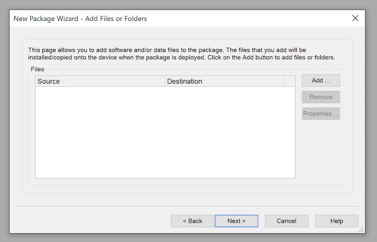 New Package Add File