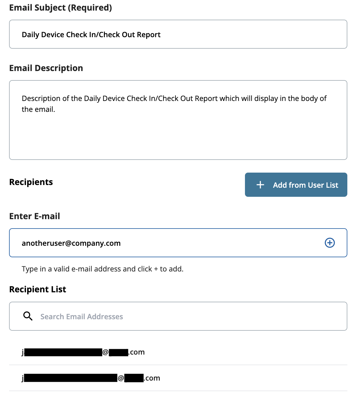 Add Recipient Emails