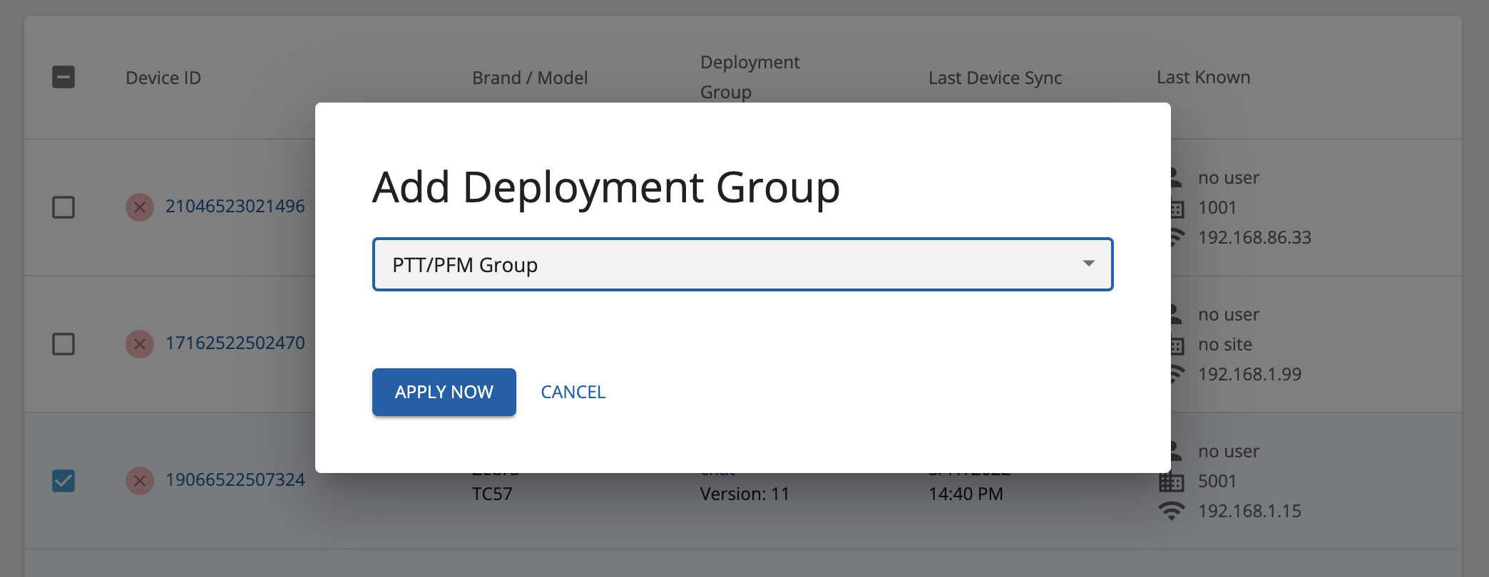 Change Deployment Group