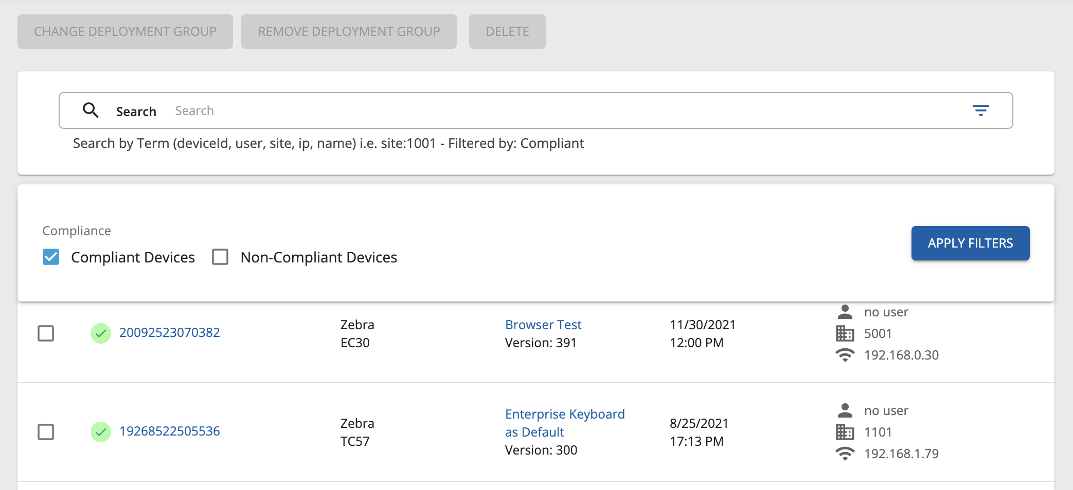 Compliance Filters