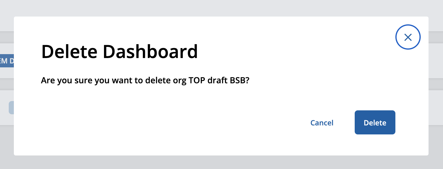Delete Dashboard Confirmation
