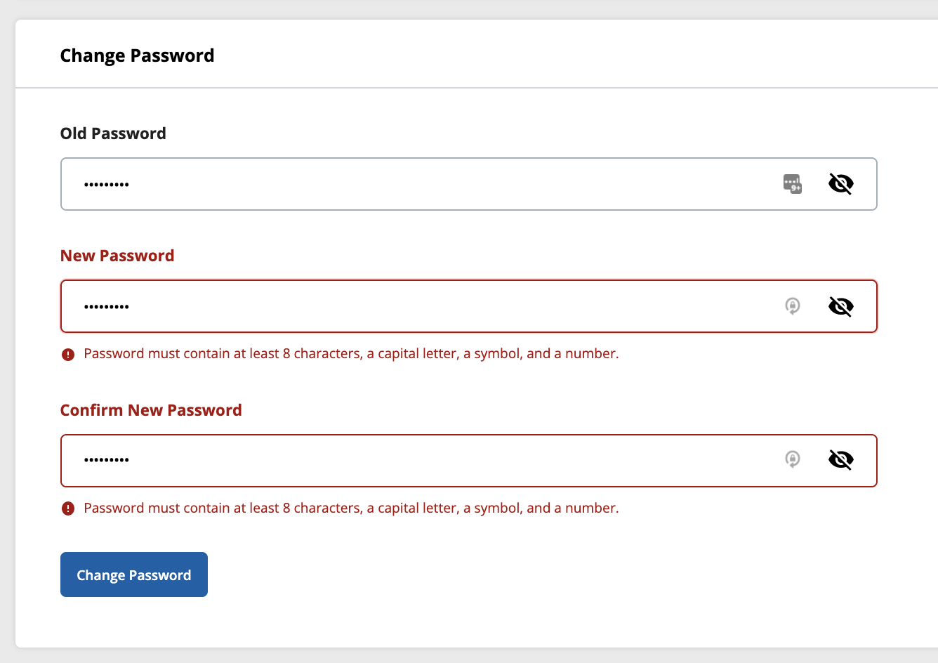 Password Error