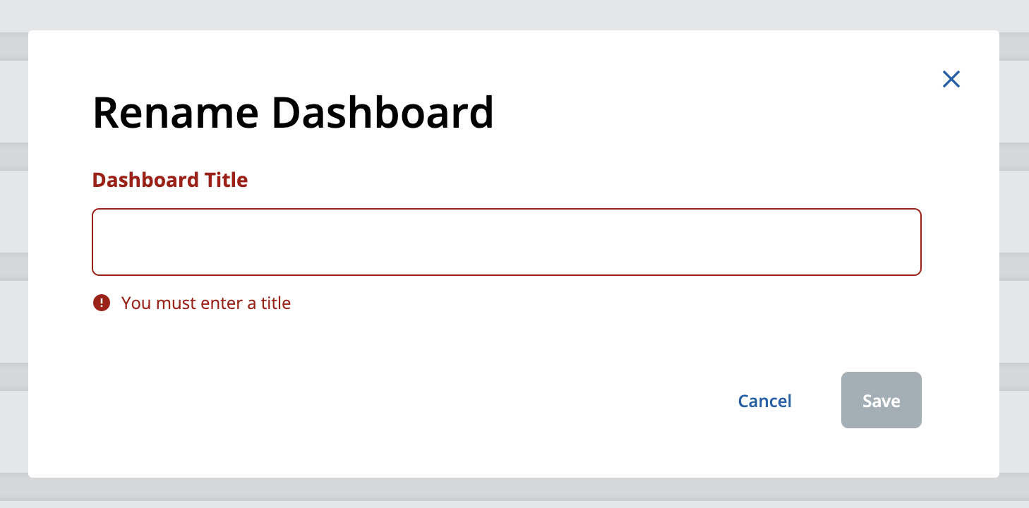 Rename Dashboard - Empty Field