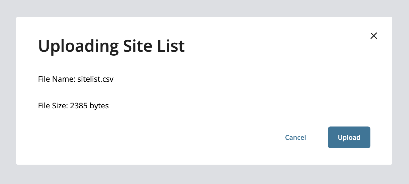 Sites Upload Details